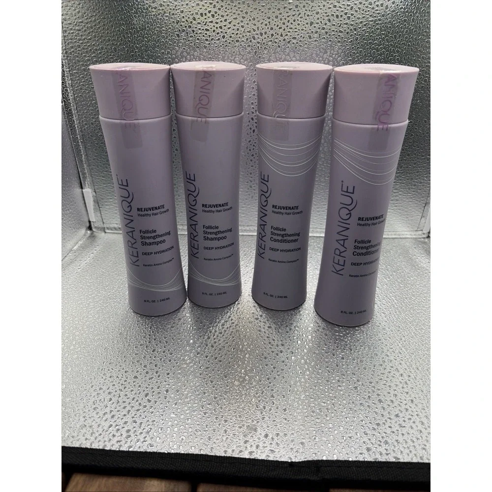 Lot of 4 Keranique Follicle Strengthening Shampoo & Conditioner- 8 oz